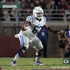 Instagram post by @monk._ for American Family Insurance. Caption reads: A look at OL @monk._ during his college career....