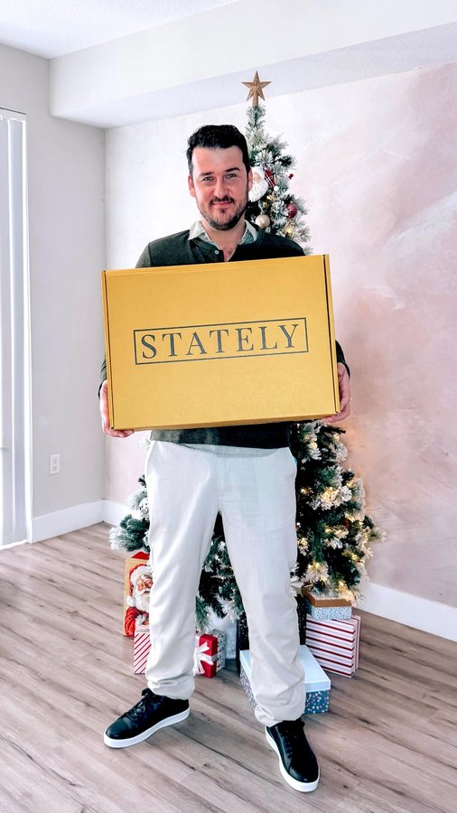 Instagram post by @wearejustthe3ofus for Stately. Caption reads: [...] 🎁

This year I’m giving Michael a....