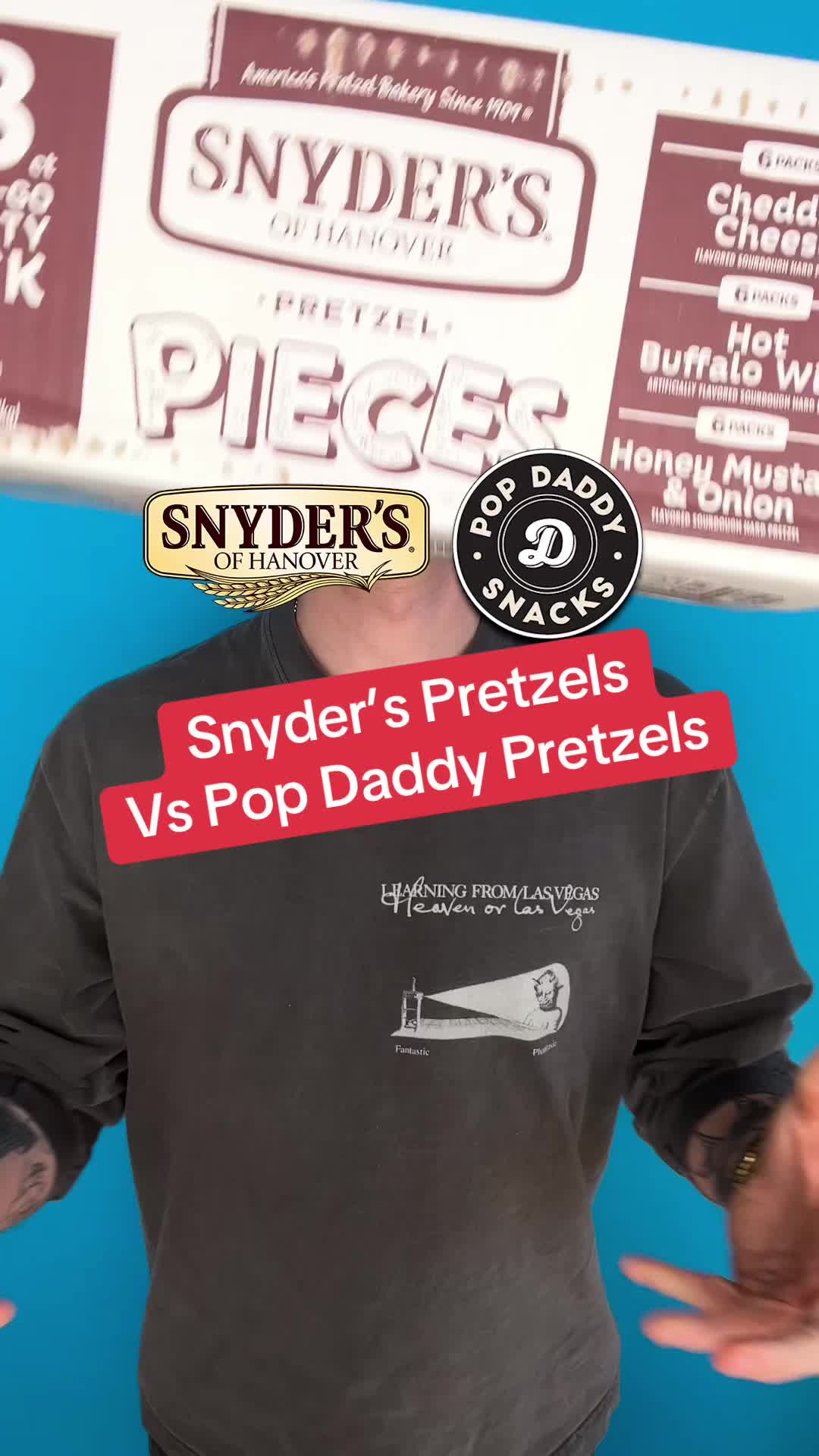 TikTok post by @dormroomdinners for Popdaddy Snacks. Caption reads: Who’s Pretzels Are Better? @Popdaddysnacks or....