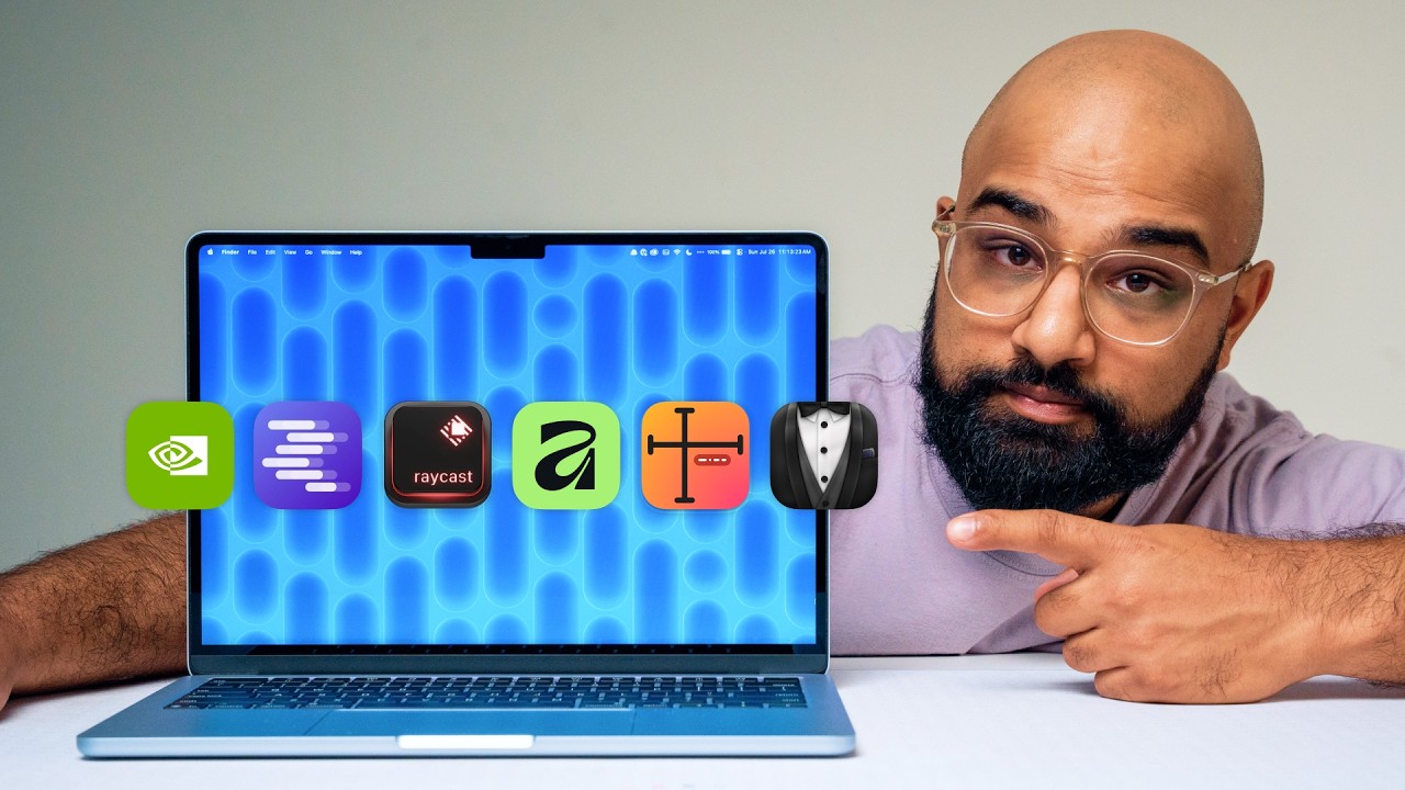 YouTube post by @plaenco for NVIDIA GeForce Russia. Caption reads: Mac Apps You Didn't Know You Needed.