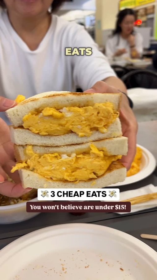 Instagram post by @eatingwithkirby for Get Cracking. Caption reads: 3 CHEAP EATS you won’t believe are under $15 😙....