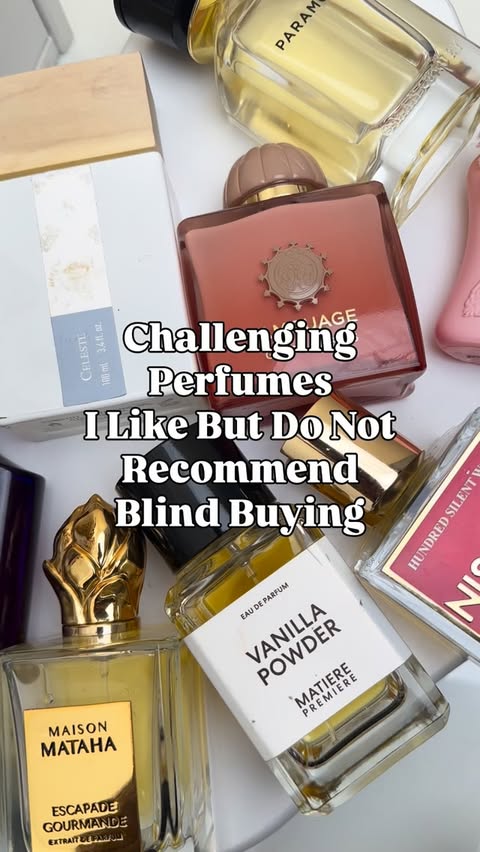 Instagram post by an influencer for AMOUAGE. Caption reads: Can you spot any of your faves? Which perfumes....
