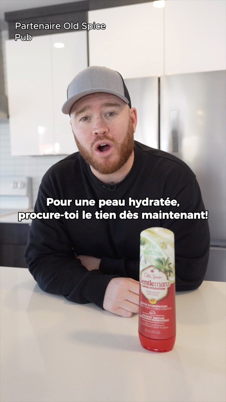 Instagram post by @philjones_89 for Old Spice. Caption reads: #PUB Grâce au nettoyant pour le corps Super....