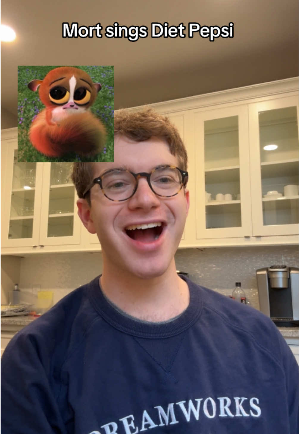 TikTok post by @notthekombuchaman for DreamWorks. Caption reads: @DreamWorks Animation crewneck creds #mort....