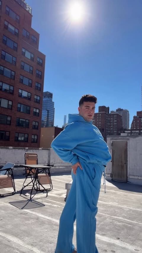 Instagram post by @dylanscottkevitch for Garage Clothing. Caption reads: Rebound Blue is my new color @garageclothing....