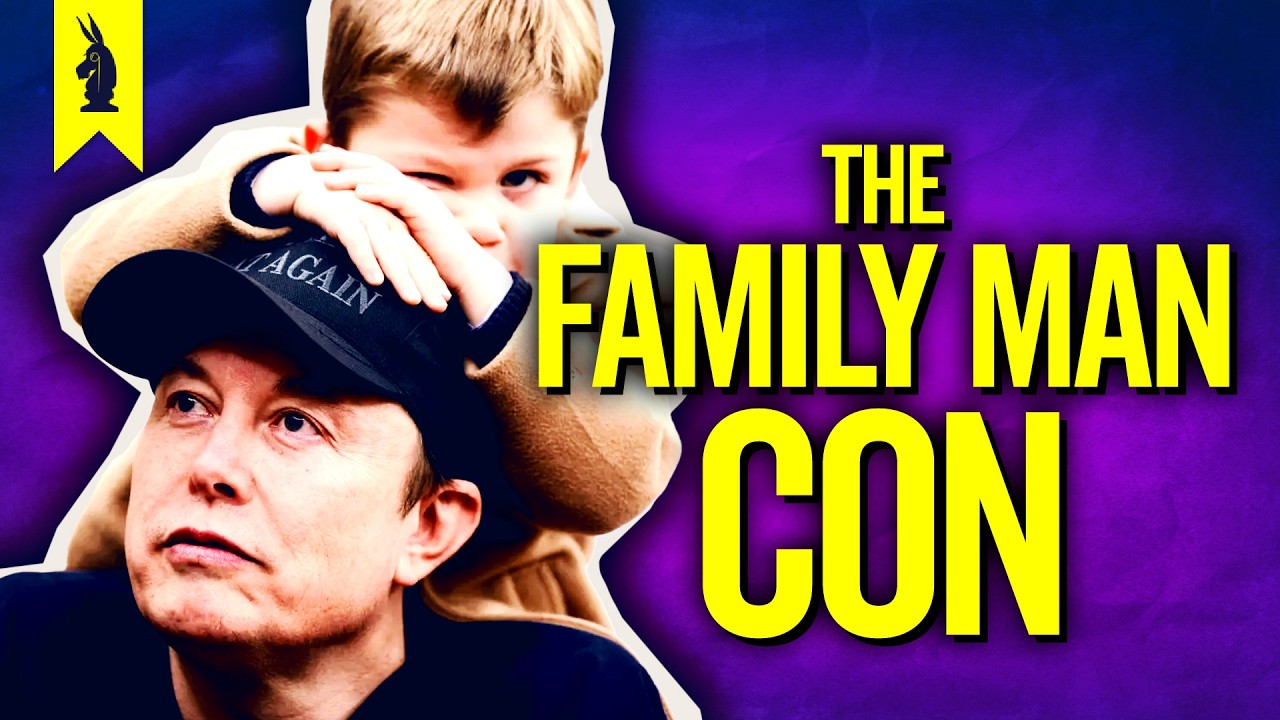 YouTube post by @WisecrackEDU for Storyblocks. Caption reads: Elon Is Selling Fascism Through Family: Here's How.