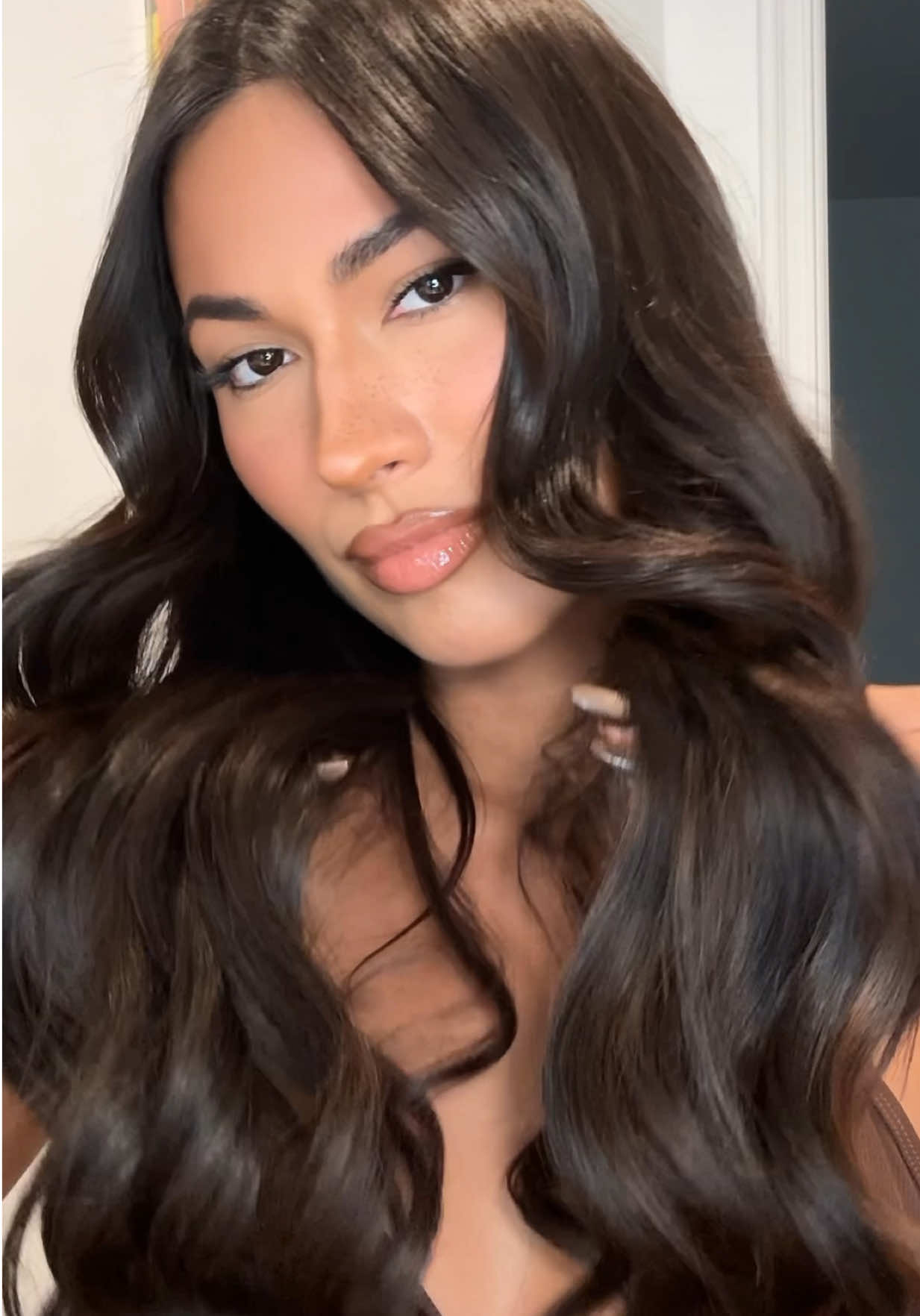 TikTok post by @katherinelaprell for Plant Therapy. Caption reads: Healthy hair season is ON. 🌱💁🏽‍♀️ @Plant....