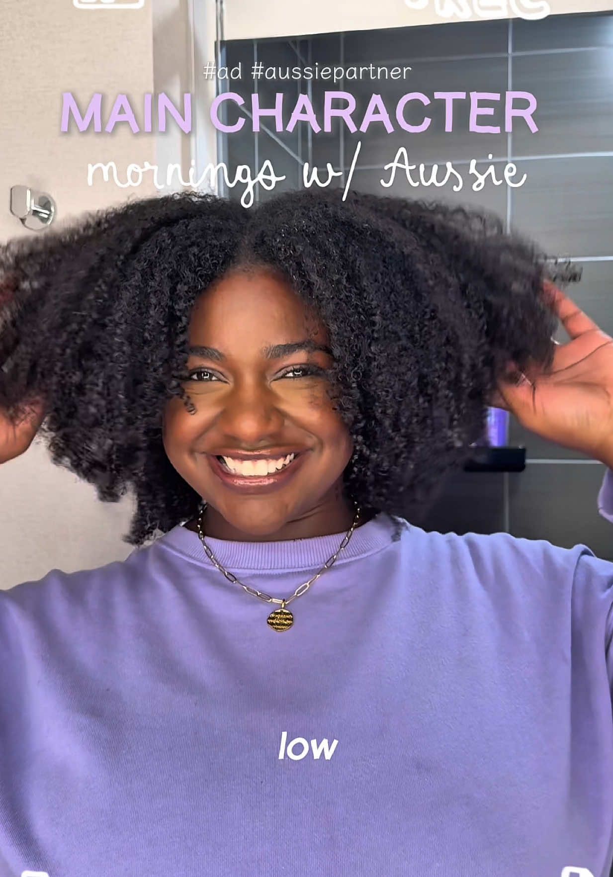 TikTok post by @laurenreneeee1 for Aussie Hair. Caption reads: [...] Main character mornings only ✨ @Aussie Hair....