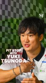 Instagram post by @straits_times_sport for The Straits Times. Caption reads: Yuki Tsunoda’s top 3 dinner guests: Jason Statham,....