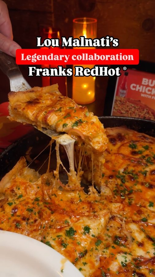 Instagram post by @catchinphils for Lou Malnati's. Caption reads: Lou Malnati’s x Frank’s RedHot® 

I was invited to....