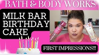 YouTube post by @marymakers for Mercari. Caption reads: Bath & Body Works x Milk Bar Birthday Cake 🎂....