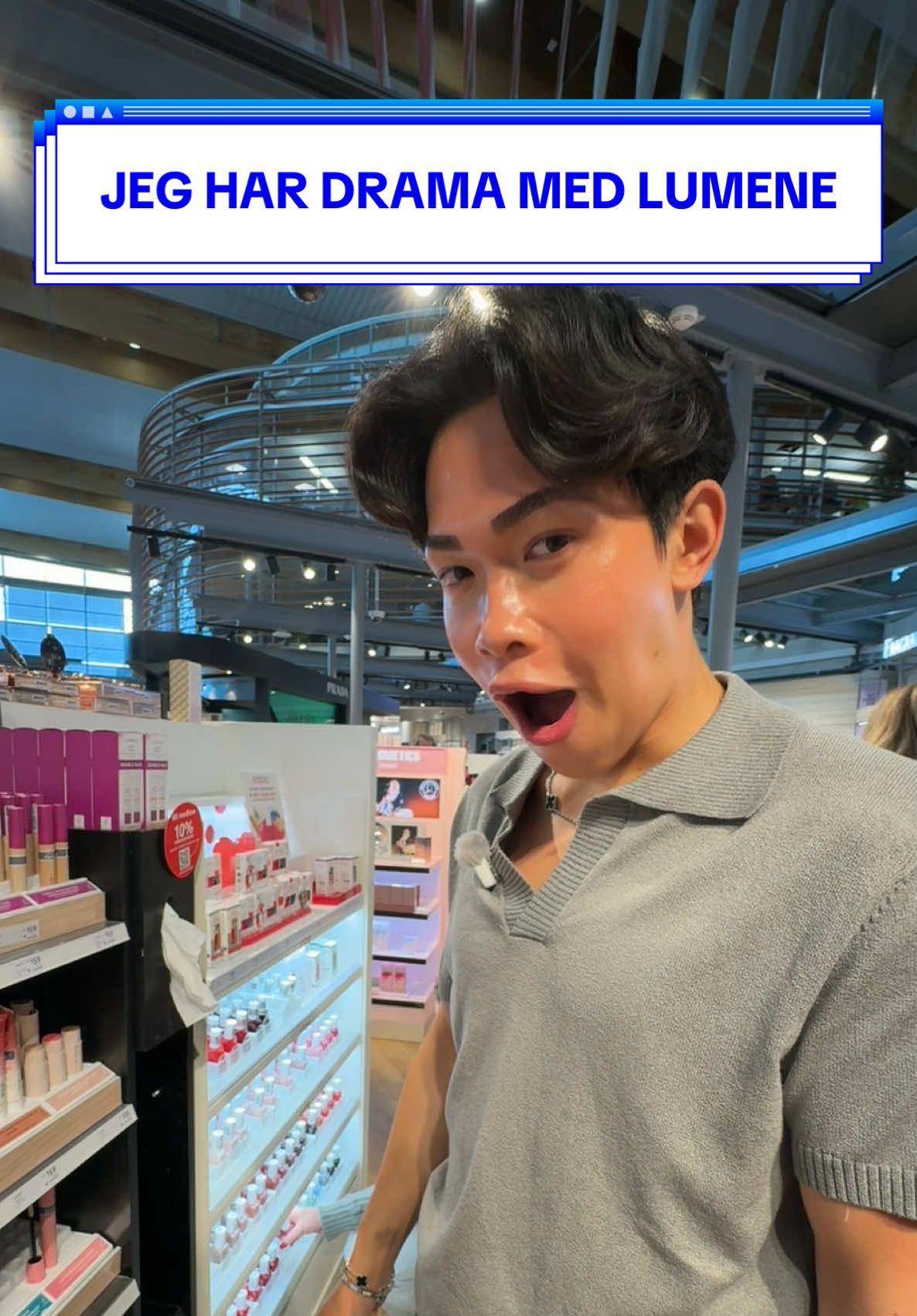 TikTok post by @timkristian for Lumene. Caption reads: JEG HAR DRAMA MED LUMENE😳 @LUMENE #norsk #norge....