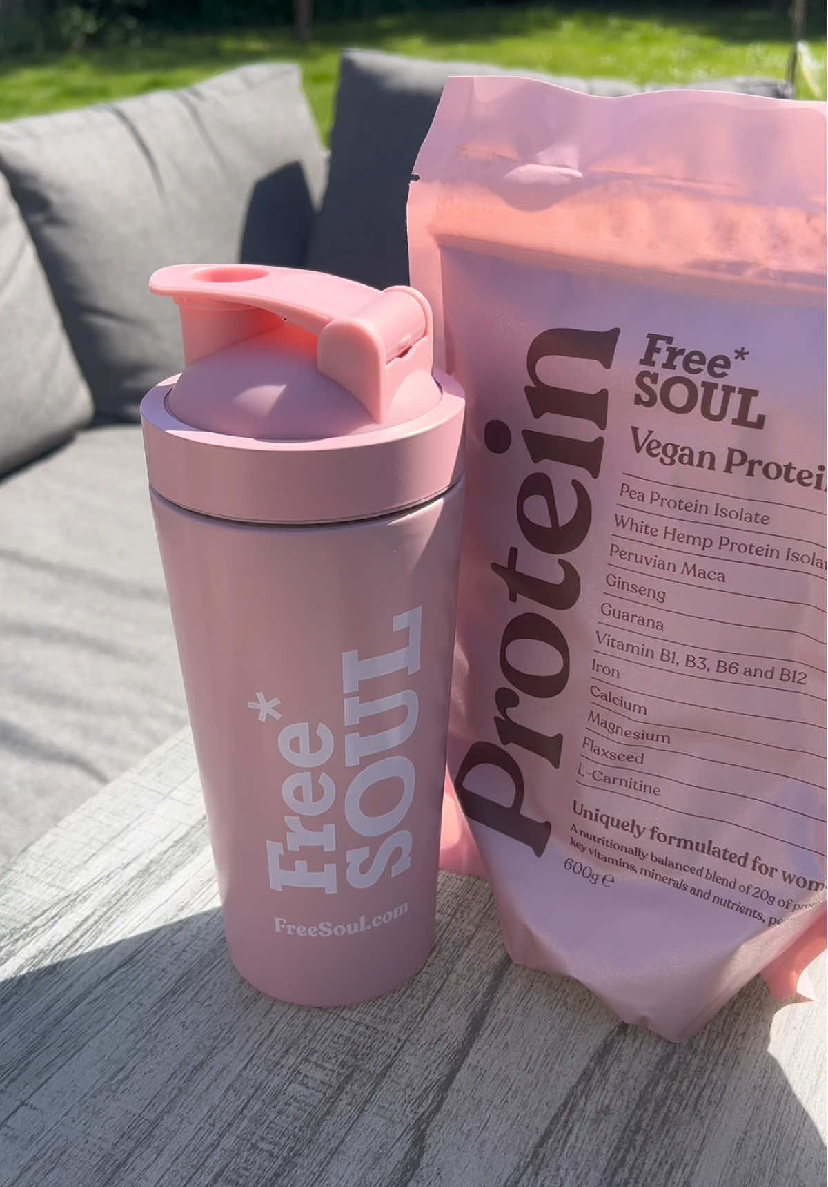TikTok post by @leilatudorugc for Free Soul. Caption reads: [...] YUMMIEST protein shake I’ve ever had @Free....
