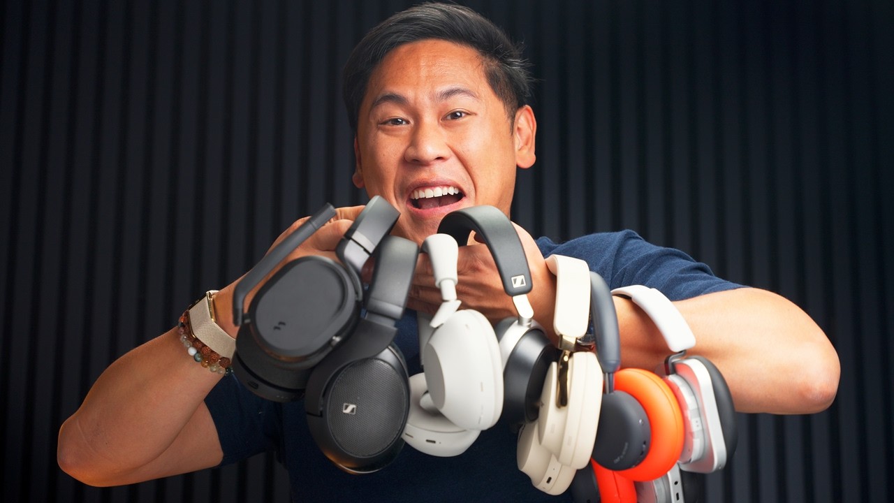 YouTube post by @ThisIsTechToday for The Wood Veneer Hub. Caption reads: The BEST Headphones of the Year: An AUDIO....