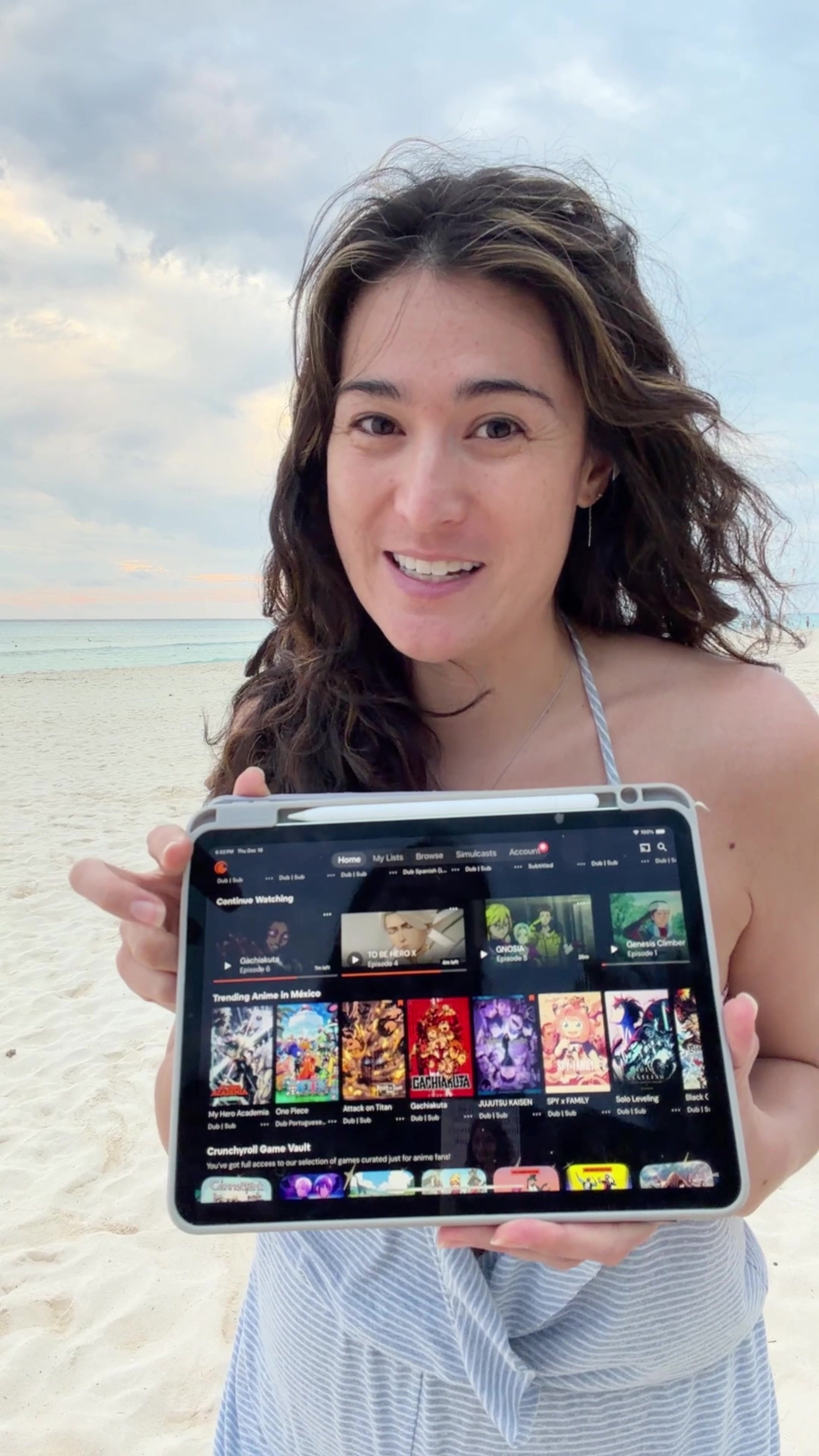 TikTok post by @jackijing for Crunchyroll. Caption reads: [...] for? Ring in the new year with @crunchyroll....