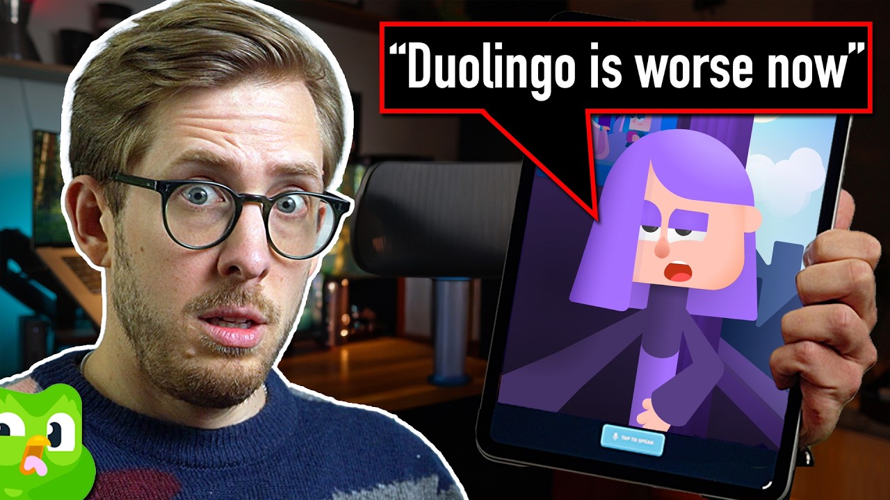 YouTube post by @evan for Squarespace. Caption reads: Duolingo Isn't 'Free' Anymore — Lily Told Me Why.