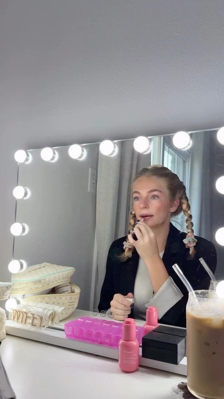 Instagram post by @presleemaen for Briogeo. Caption reads: [...] + treat 4-in-1 weightless hair oil from....