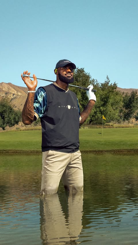 Instagram post by @kingjames for Beats by Dre. Caption reads: Alright ya’ll... easy on the swing now! 🏌🏾‍♂️👑....