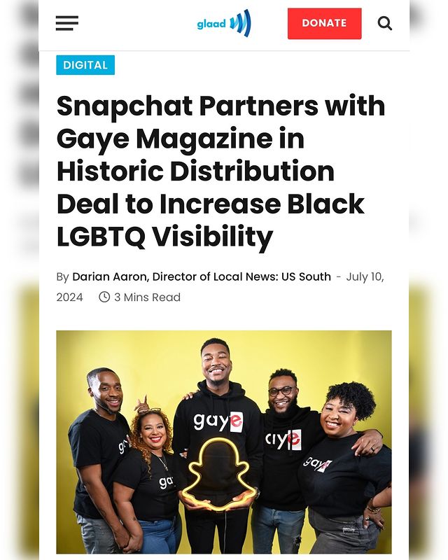 Instagram post by @gayemagazine for GLAAD. Caption reads: [...] what else we have in store! Thank you @glaad....