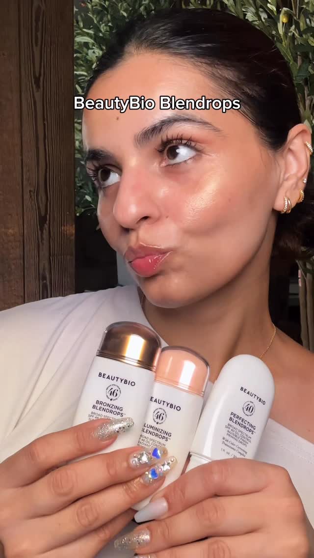 Instagram post by @spoiledglamhunii for BeautyBio. Caption reads: BeautyBio Blendrops are officially my [...].