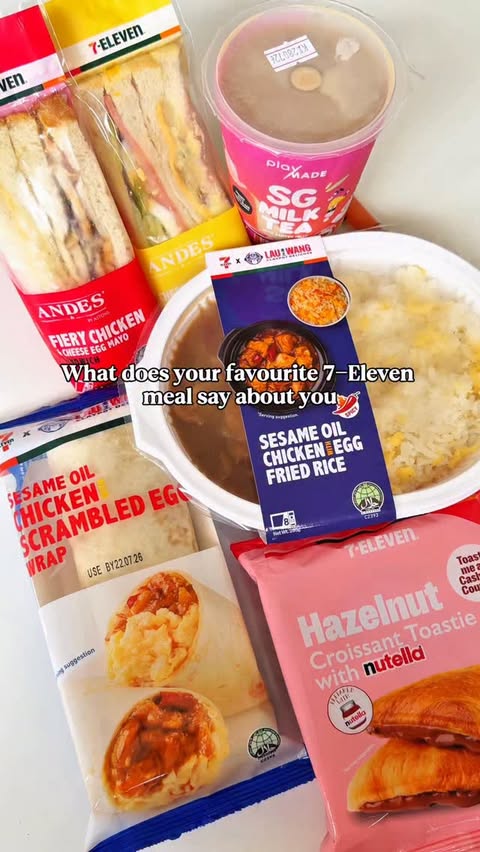 Instagram post by @deeniseglitz for 7-ELEVEN. Caption reads: 🇸🇬Your National Day dabao order at 7-Eleven says....