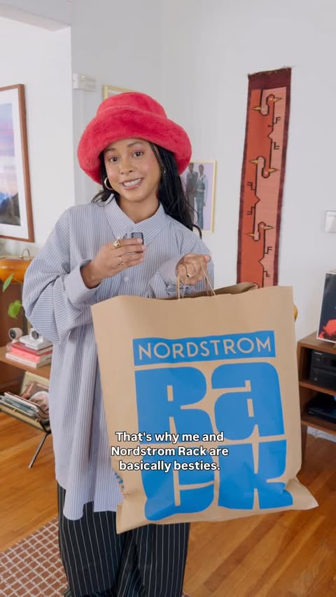 Instagram post by @candacereels for Nordstrom Rack. Caption reads: [...] shopping smart? Same. That’s why....