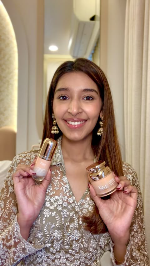 Instagram post by @honeysheth for Kay Beauty. Caption reads: [...] underneath. My pre-makeup duo now: Kay....