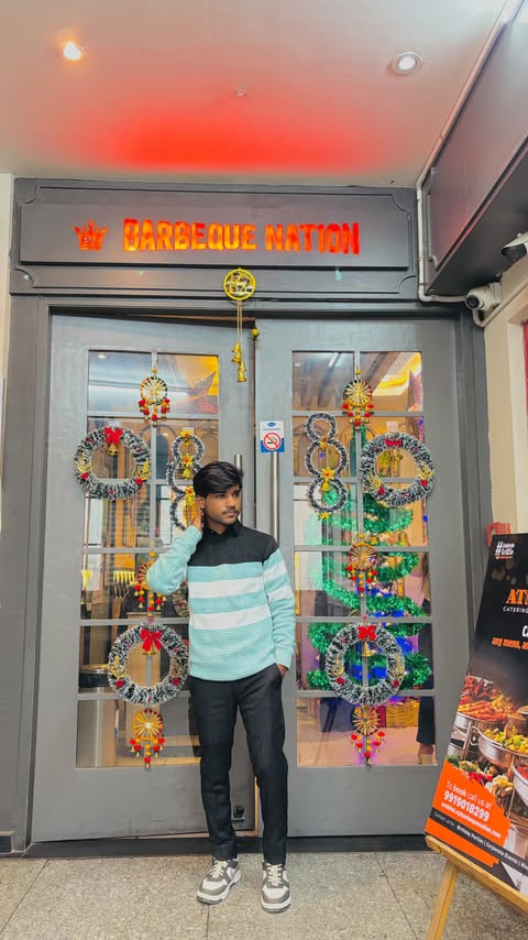 Instagram post by @dancerhimesh09 for Barbeque Nation. Caption reads: [...] Food Alert! 🔥
Maine visit kiya Barbeque....