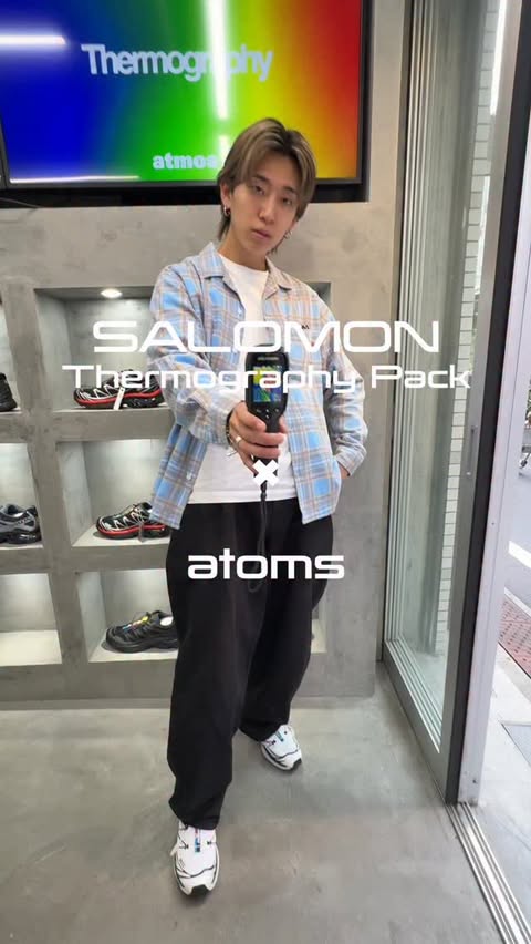 Instagram post by @tt__k__tt for Salomon. Caption reads: atmos原宿店 POPUP Salomon XT-6より、atmos [...].