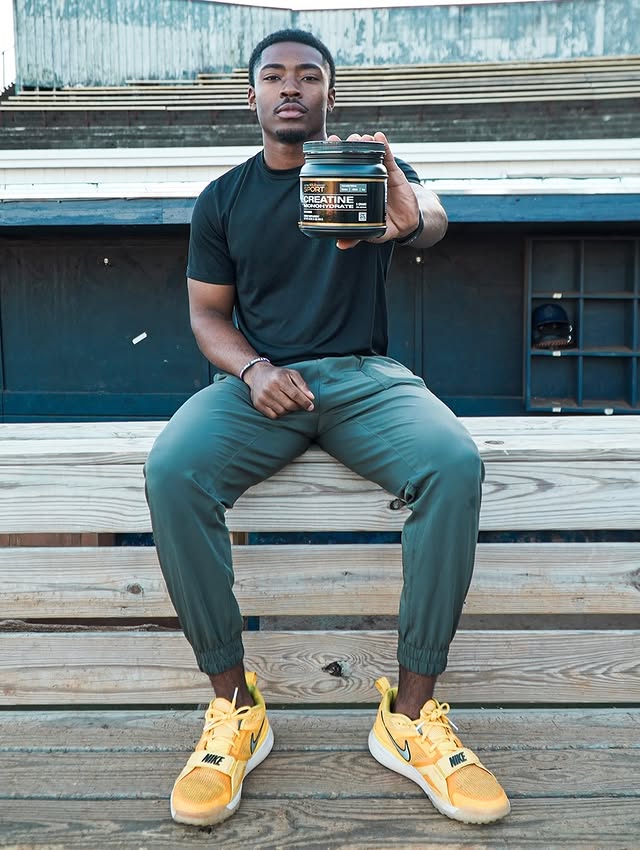 Instagram post by @thejttaylorr for iHerb. Caption reads: The California Gold Creatine has quickly become....