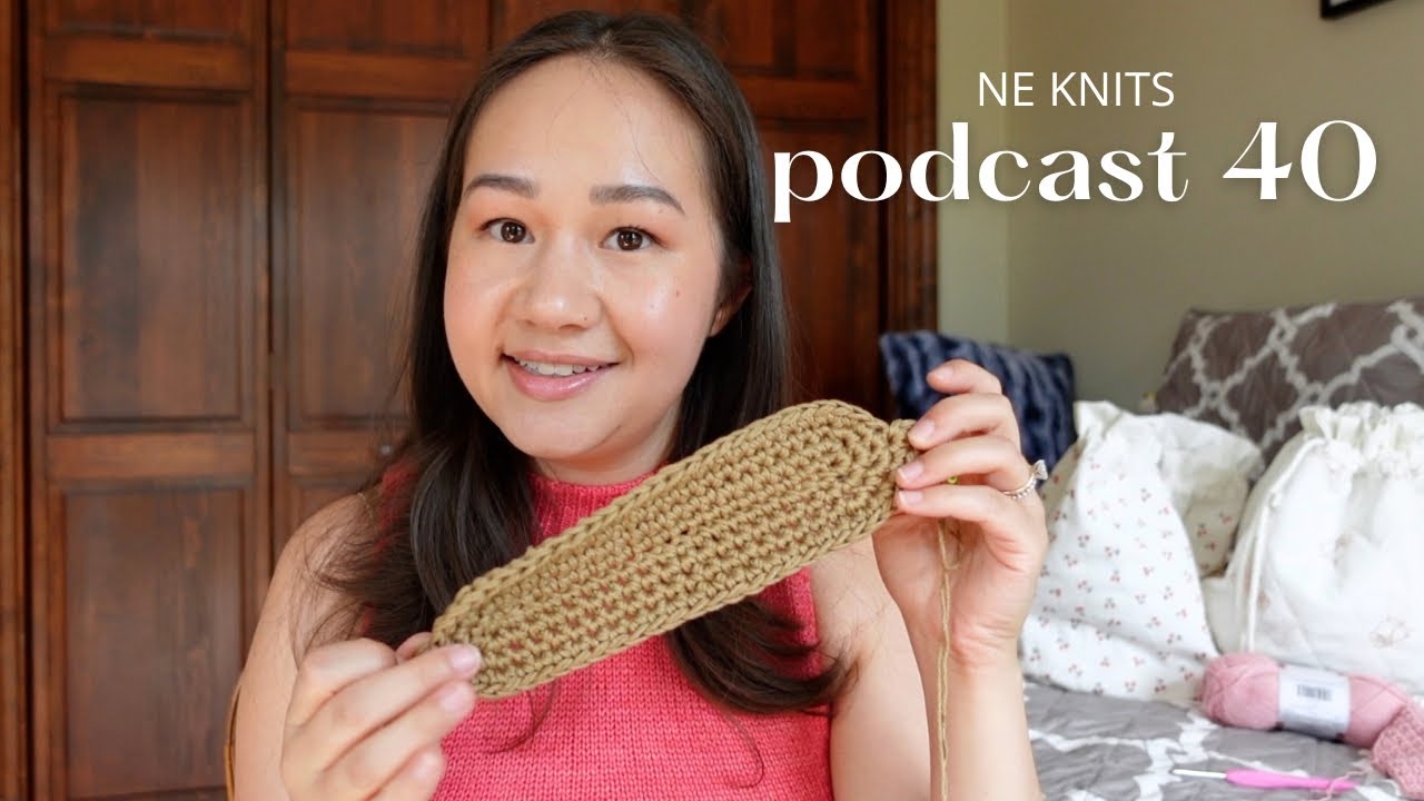 YouTube post by @neknits for Crochet. Caption reads: podcast 40 | new crochet summer projects, cumulus....