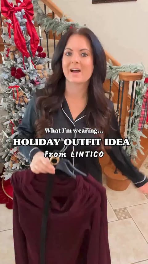 Instagram post by @krystal.r.lantz for Linticoshop. Caption reads: Holiday/Christmas Outfit Idea 🎅🏼🎁🍷....