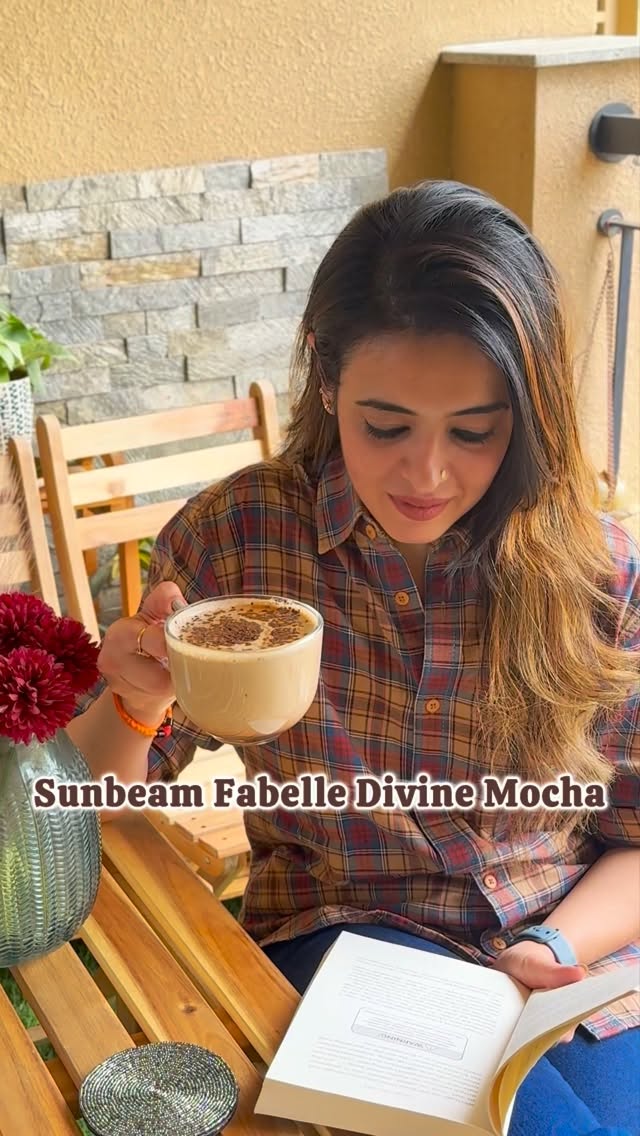 Instagram post by @the.food.talks for Sunbean Coffee. Caption reads: [...] chocolatey comfort at home! 🤎 [Sunbean....