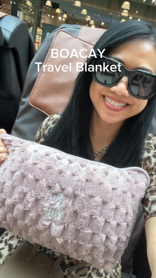 Instagram post by @hafachamorita for Stack Influence. Caption reads: My newest and only travel blanket by BOACAY.  It....