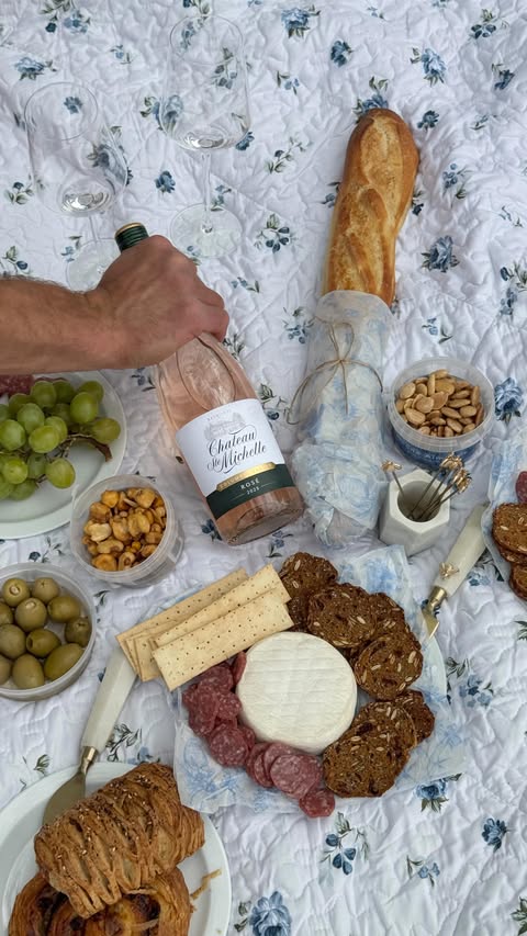 Instagram post by @nataliemarceta for Chateau Ste. Michelle Winery. Caption reads: The perfect spring date: a picnic with a crisp....