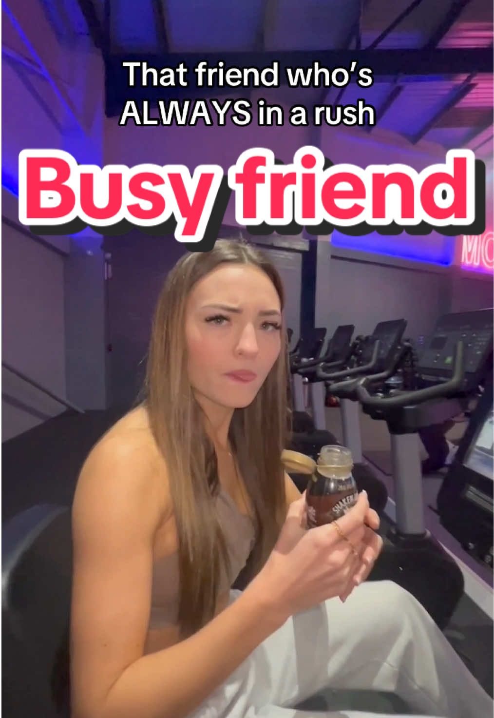TikTok post by @itscrystalwright for Waitrose. Caption reads: That friend who’s ALWAYS in a rush! @Shaken Udder....