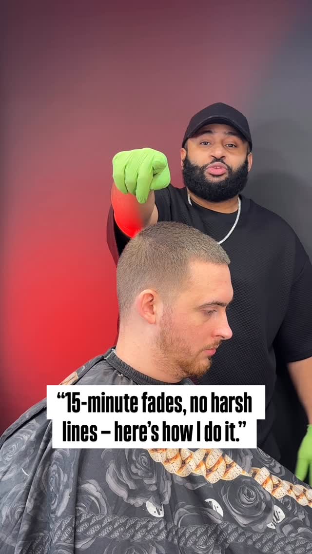 Instagram post by @romeothebarber for Booksy. Caption reads: Most barbers start a fade with a zero line and....