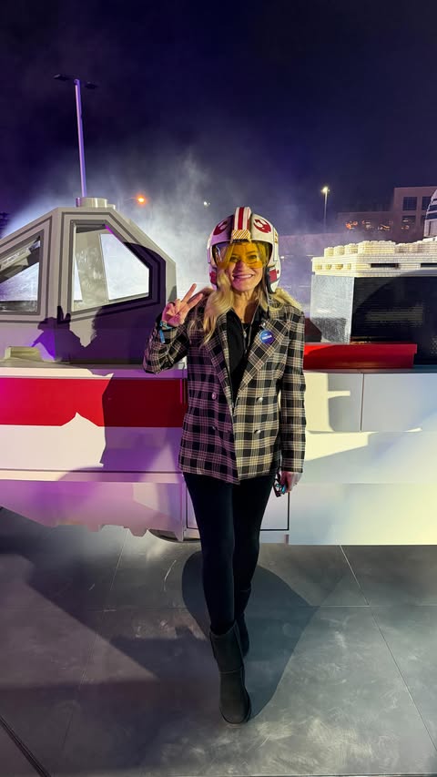 Instagram post by @ijustine for Star Wars. Caption reads: My @lego Star Wars dreams came true at CES! Head....