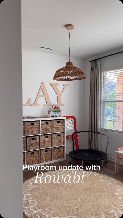 Instagram post by @_thefergusonhome for Rowabi. Caption reads: [...] got a light for our playroom thanks to....