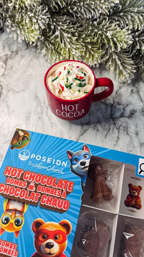 Instagram post by @the.realist.reel for Poseidn. Caption reads: Nothing screams Christmas like a hot chocolate....
