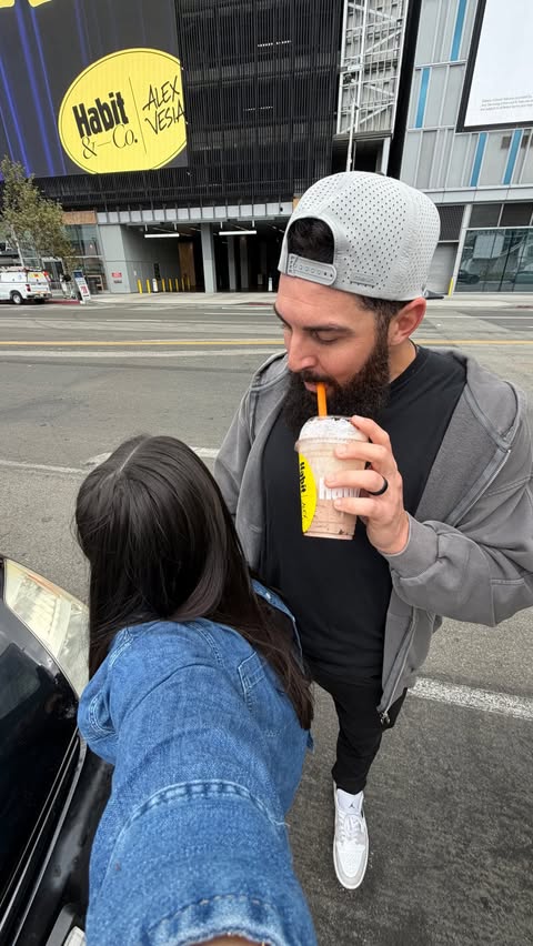 Instagram post by @babyy_vesia for The Habit Burger Grill. Caption reads: #HabitPartner surprising my favorite guy with the....