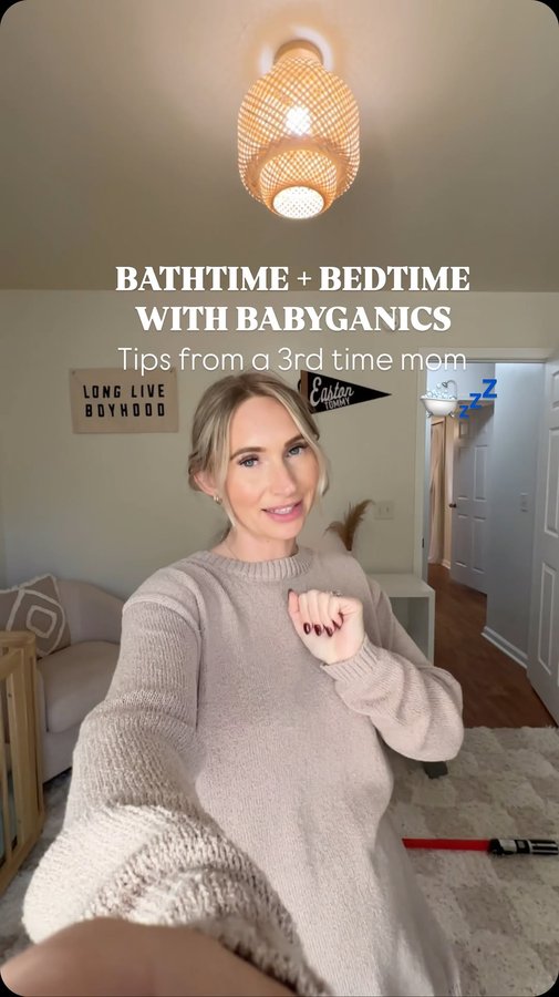 Instagram post by @babylexx27 for babyganics. Caption reads: [...] bedtime and don’t let it rock me 🤫😆....