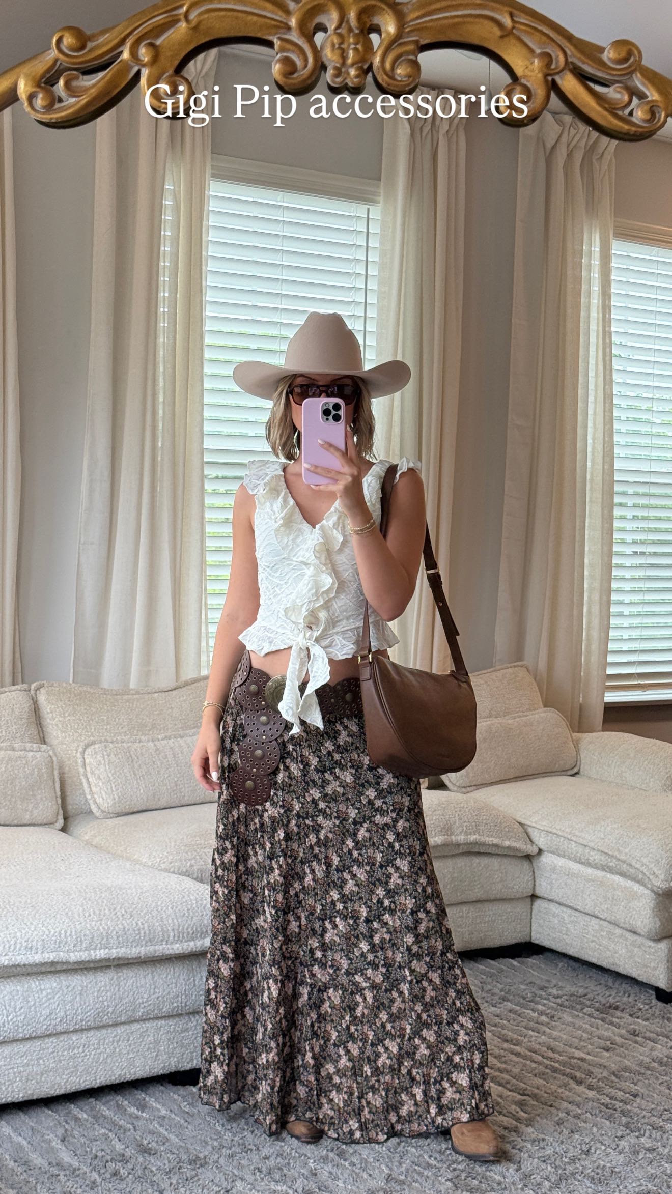 Instagram post by @shileesanders_ for GIGI PIP. Caption reads: [...] Beau Aviator, and the Drew slouchy bag....