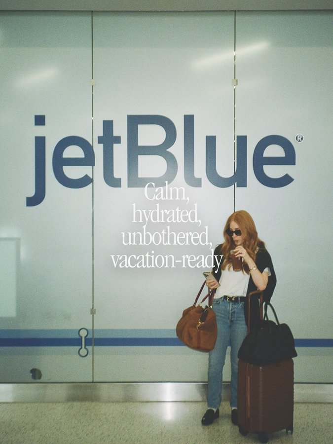 Instagram post by @sunday.scaries for JetBlue. Caption reads: Breezing through @jetblue travel days like it’s my....