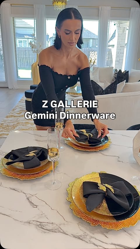 Instagram post by @kikis_interiors for Z Gallerie. Caption reads: [...] is the Gemini dinnerware set from @zgallerie....