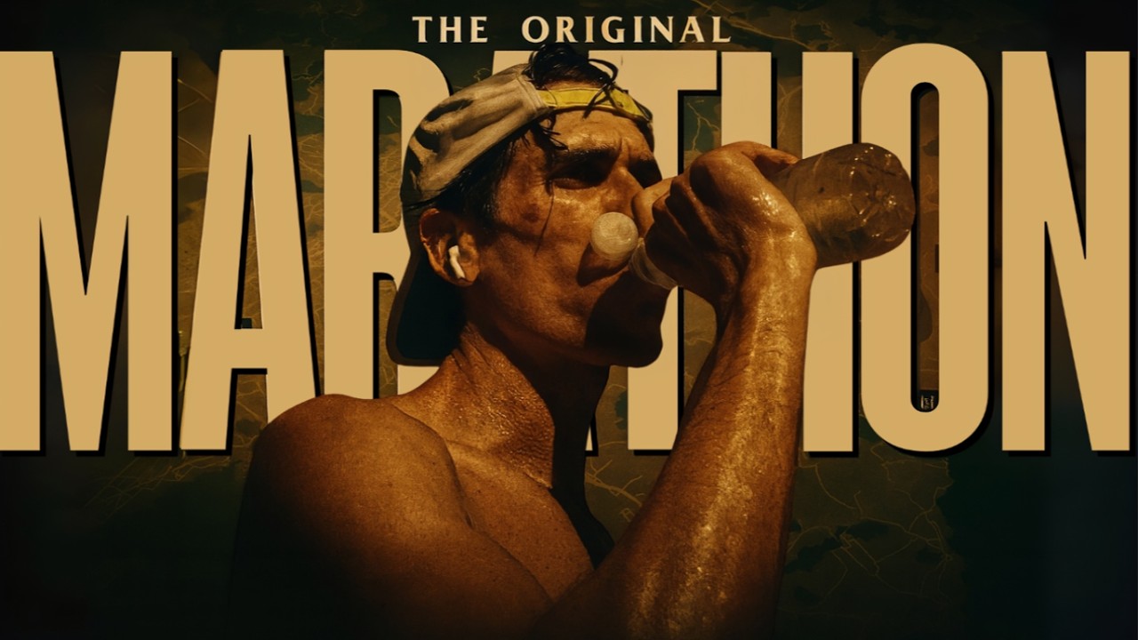 YouTube post by @DailyStoic for Daily Stoic. Caption reads: I Ran The ORIGINAL Marathon (FROM MARATHON TO....