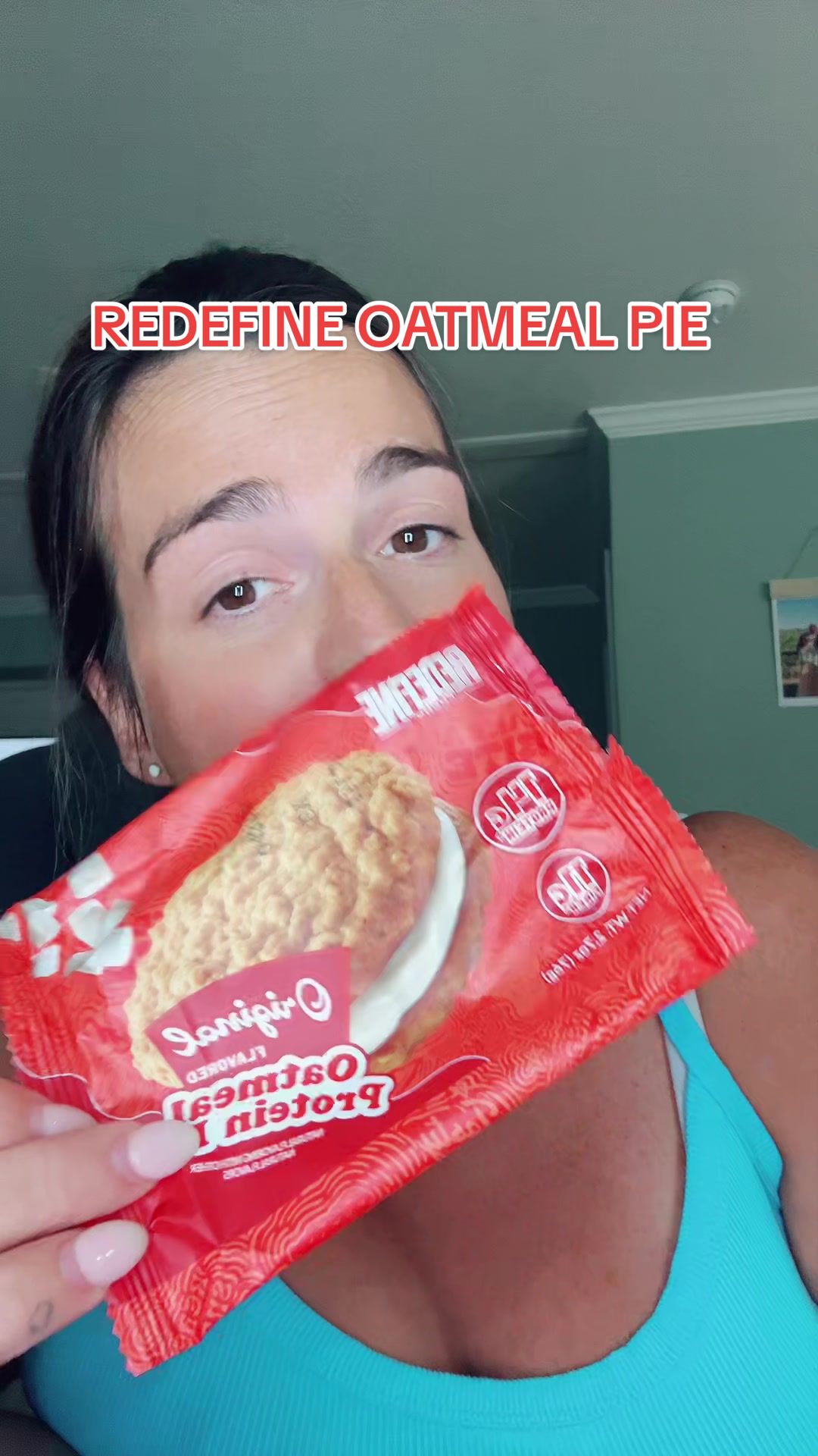 TikTok post by @tiktokmutha99 for redefinesnacks.com. Caption reads: @redefinefoods Protein Oatmeal Pie #redefinefoods....
