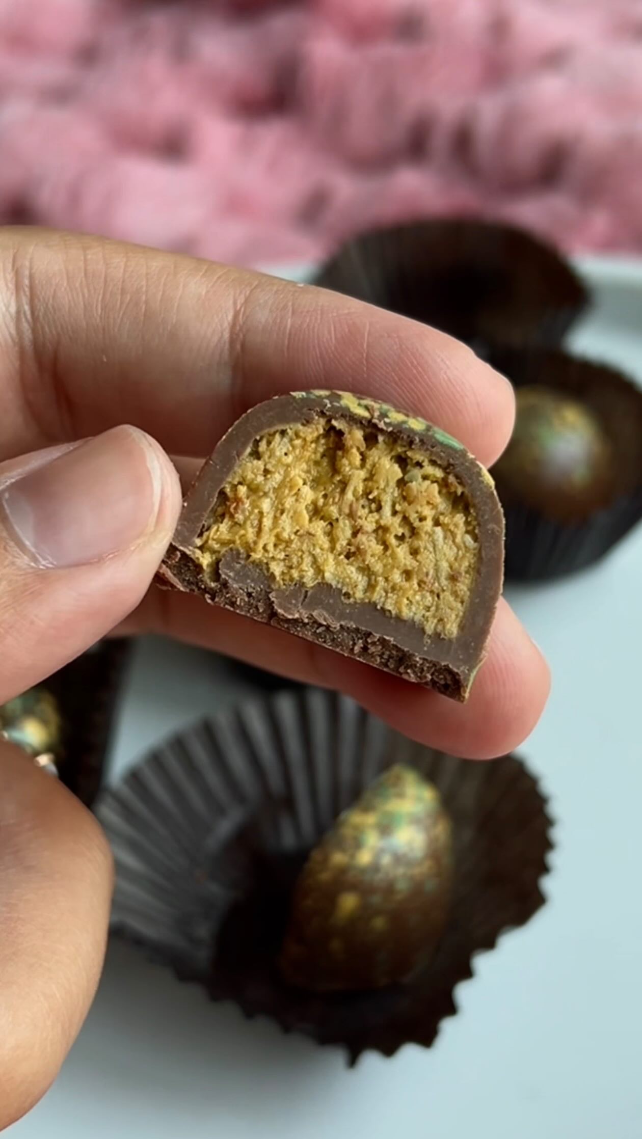 Instagram post by @actualfoodie for Kilwins. Caption reads: Dubai Chocolate Truffles launching July 7th....