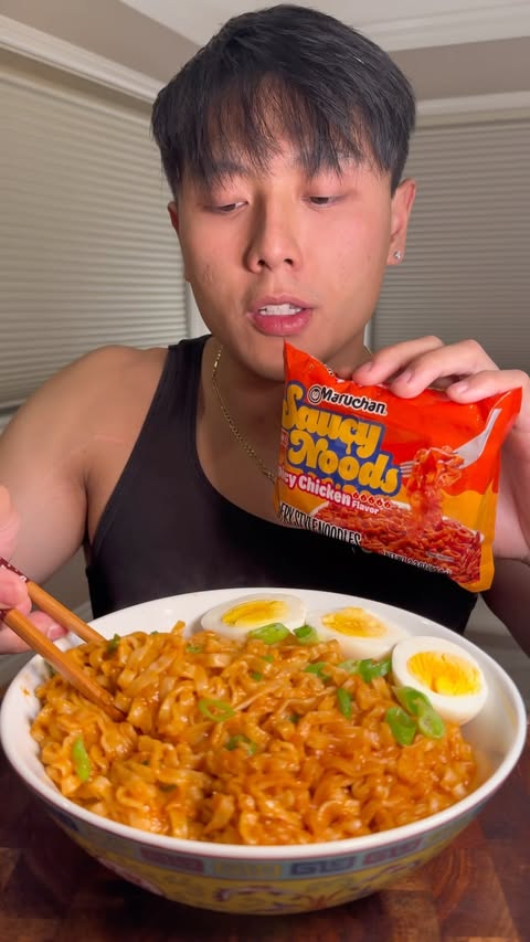 Instagram post by @chompchampp for Maruchan. Caption reads: #maruchanpartner The perfect late-night noodle....