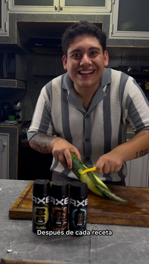 Instagram post by @la_cocinadel_cacique for AXE en Español. Caption reads: Con @axe.espanol siempre hueles bien 🤷🏼‍♂️🔥....
